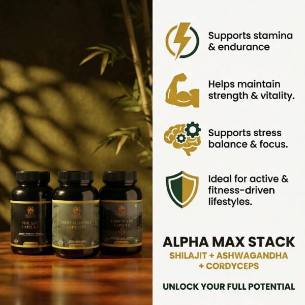 Alpha Max Stack – Shilajit + Ashwagandha + Cordyceps